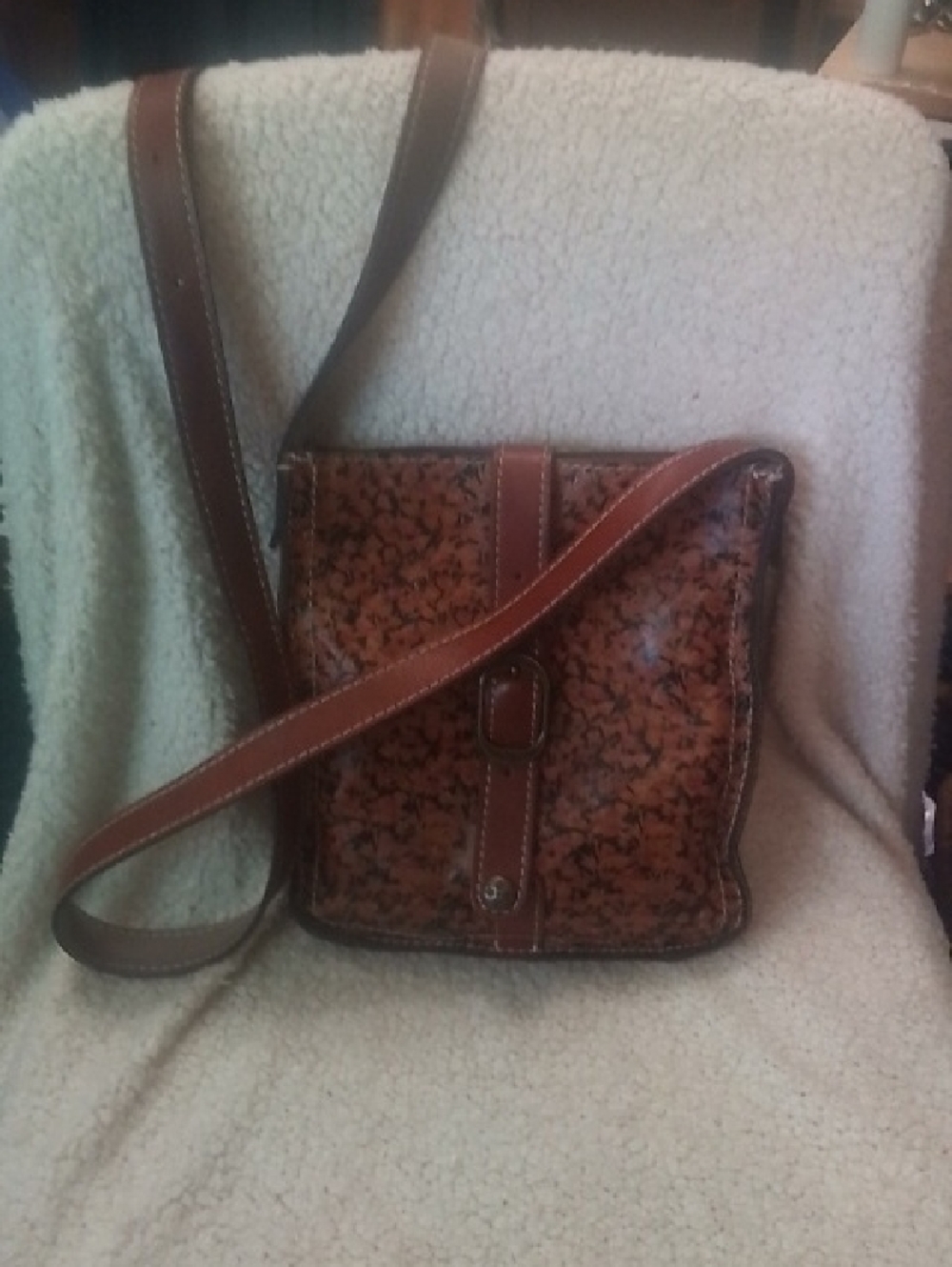 Patricia Nash Brown Leather Crossbody with Plaque Detail